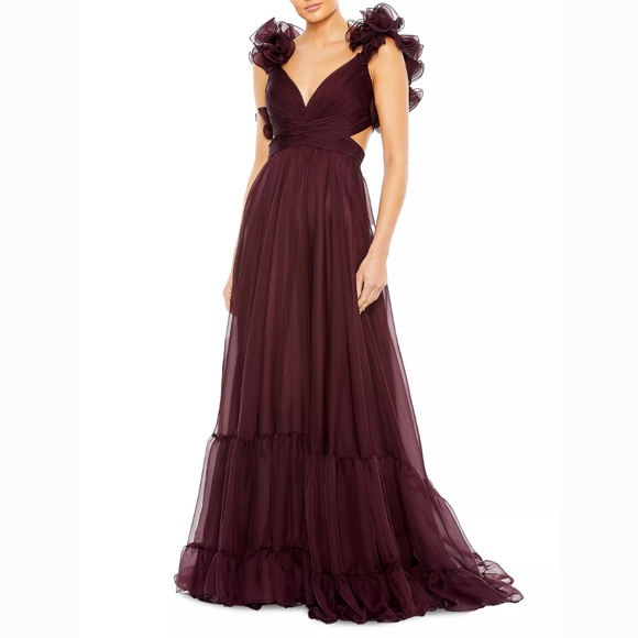 Mac Duggal Dresses & Skirts - Mac Duggal | Ruffle Tiered Cut-Out Chiffon Gown 67911